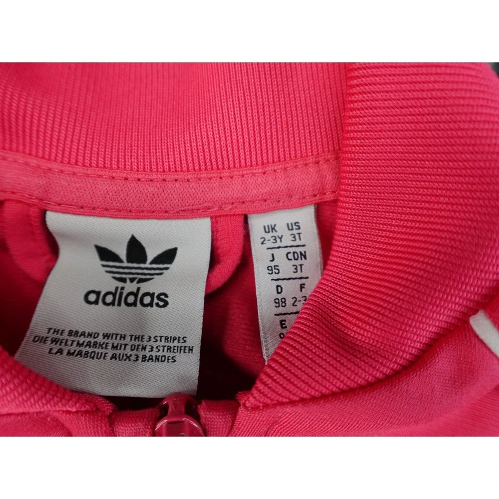 Adidas Track Jacket Toddler 3T Pink Excellent Zip Up Trefoil Logo‎ ED7670